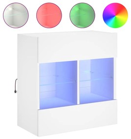 fehér falra szerelhető TV-szekrény LED-lámpákkal 58,5x30x60,5cm