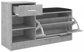 betonszürke szerelt fa cipőtároló pad 94,5 x 31 x 57 cm