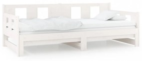 fehér tömör fenyőfa kihúzható kanapéágy 2 x (90 x 200) cm