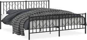 vidaXL fekete fém ágykeret fej- és lábtámlával 183 x 213 cm