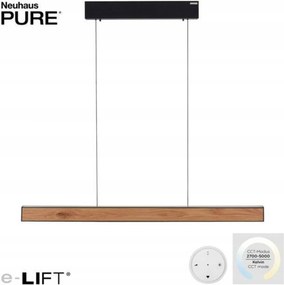 Paul Neuhaus Pure-e-motion Led függeszték fekete/fa, e-LIFT, 2700-5