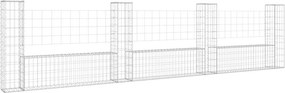 vidaXL U-alakú vas gabionkosár 4 oszloppal 380 x 20 x 100 cm