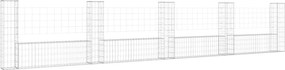 vidaXL U-alakú vas gabionkosár 5 oszloppal 500 x 20 x 100 cm