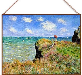 Monet - Cliff walk at Pourville üvegkép, falikép