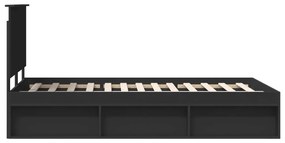 vidaXL Ágykeret fejtámlával Fekete 120 x 200 cm Tömör fenyőfa