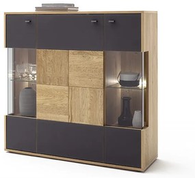Valencia komód tölgy, antracit 124 cm