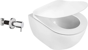 Deante Peonia Zero, falra szerelhető WC-csésze bidé funkcióval, ülékkel és öblítőszeleppel, fehér, CDB_6WPW