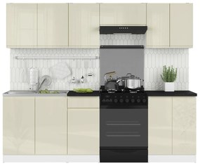 Konyhabútor 240 cm Junona Line (fényes vanília + fehér). 1098517