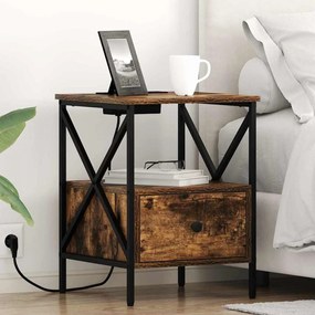 vidaXL Éjjeliszekrény 2 pcs Füstölt tölgy 41,5 x 40,5 x 55 cm Faanyag