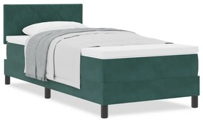 Boxspring ágy Matraccal Sötét Zöld 100x200 cm Bársony