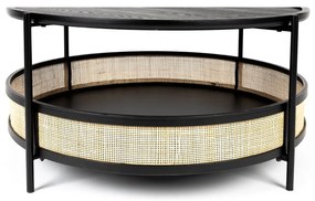 Fekete-natúr színű kerek dohányzóasztal ø 80 cm Makoto – White Label