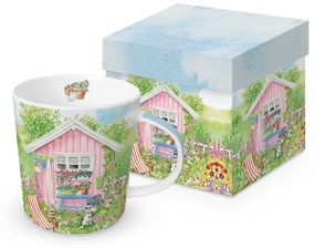 Rózsaszín házikós porcelán bögre 400 ml díszdobozban Maison Rose