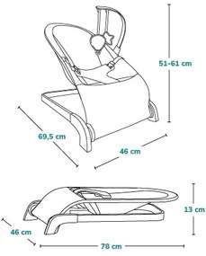 Lionelo - Bézs LILAC gyerek hintaszék