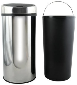 Fényes ezüstszínű acél érintésre nyíló szemetes 30 l – MSV