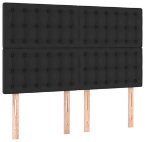 fekete műbőr rugós ágy matraccal és LED-del 140 x 190 cm