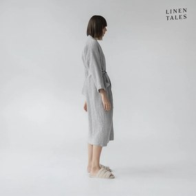 Világosszürke fürdőköpeny L/XL Honeycomb – Linen Tales