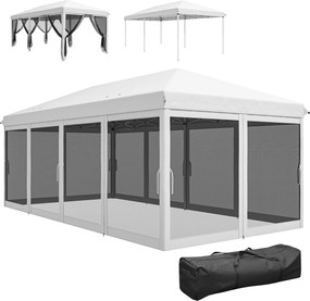 Outsunny Ki-Bújó Fesztivál sátor 6x3 m Összecsukható Pavilon 6 UV-Védelemben és Hordtáskával a Kempingezéshez Krém | Aosom