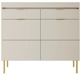 Sentia komód 105 cm, kétajtós két fiókkal - kasmír / aranysárga