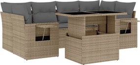 vidaXL 7 részes bézs polyrattan kerti ülőgarnitúra párnákkal