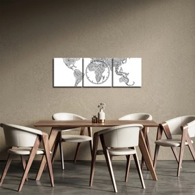 Kép - Térkép vonalakban (órával) (90x30 cm)