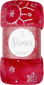 Karácsonyi takaró 130x170 Shimer Piros Ezüst Csillagok puha