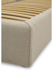 Bézs kárpitozott ágyneműtartós franciaágy ágyráccsal 140x190 cm Sea – Scandic