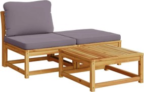 vidaXL 3 részes tömör akácfa kerti ülőgarnitúra párnákkal