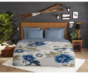 Kék-szürke egyszemélyes flanel ágyneműhuzat 140x200 cm Gabin – Good Morning