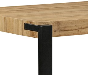 Étkezőasztal 140x88x76, MDF lap dekor vad tölgy, vastagság 100mm, fekete matt fém