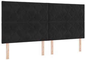 Boxspring Ágy Mattal Fekete 200x200 cm Bársony