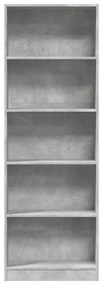 betonszürke szerelt fa könyvespolc 60 x 24 x 176 cm
