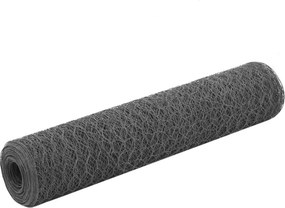 vidaXL szürke PVC-bevonatú acél csirkeháló drótkerítés 25 x 0,75 m