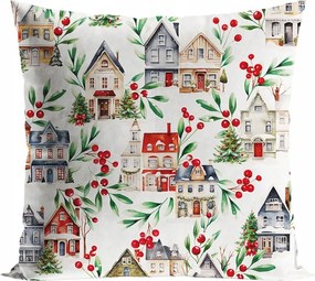 Karácsonyi párnahuzat Velúr 45x45 Téli város