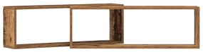 Fali Polcok 2 db Régi Fa 80x15x26 cm Műanyag Fa