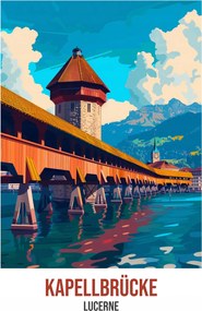 Poszter 67,5x95cm Kapellbrücke, Lucerne