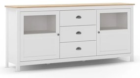 Fehér borovi fenyő alacsony komód 180x80 cm Misti – Marckeric