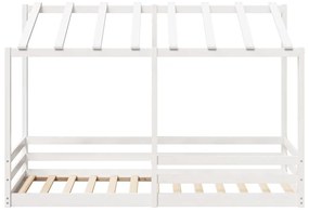 fehér tömör fenyőfa gyerekágy tetővel 90 x 200 cm