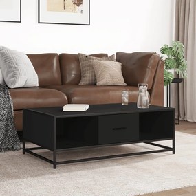 Fekete szerelt fa és fém dohányzóasztal 100 x 57 x 35 cm