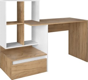 Számítógépasztal, artisan tölgy/fehér, NEREO NEW