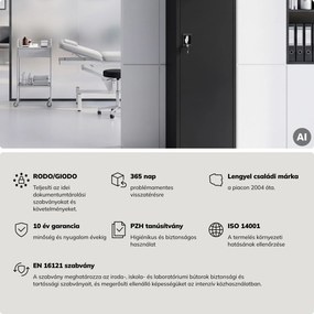 Kartotékos iratszekrény kulcsos fekete, 450x1850x600 mm: ALEX D600
