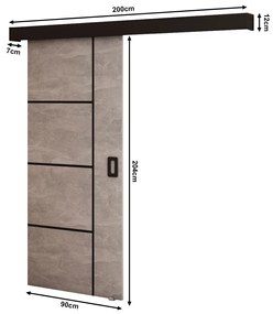 Tolóajtó 90 cm Bethany IV (beton + matt fekete). 1043493