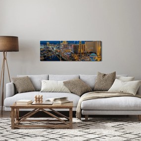 Éjszakai Las Vegas-i kép (órával) (90x30 cm)