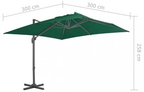 zöld konzolos kerti napernyő alumíniumrúddal 300 x 300 cm