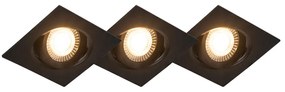 3 db-os beĂ©pĂtett spotlĂĄmpa kĂ©szlet fekete LED-del, 3 fokozatĂș dimmerrel - Miu