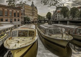 Poszter 66,5x46,5cm Kikötött hajók Amszterdamban 2, Assaf Frank