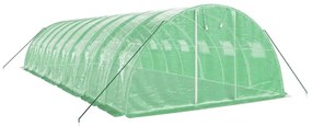 zöld acélvázas melegház 40 m² 10 x 4 x 2 m
