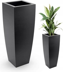 Virágtartó magas fekete fagyálló Juno magasság 75x28 cm műanyag virágtartó