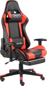 vidaXL piros PVC forgó gamer szék lábtartóval