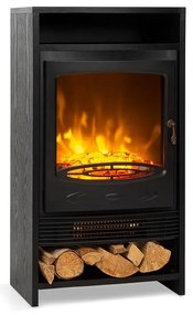 Bergamo, elektromos kandalló, 900/1800 W, termosztát, fa kialakítás, fekete