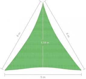 világoszöld HDPE napvitorla 160 g/m² 5 x 6 x 6 m